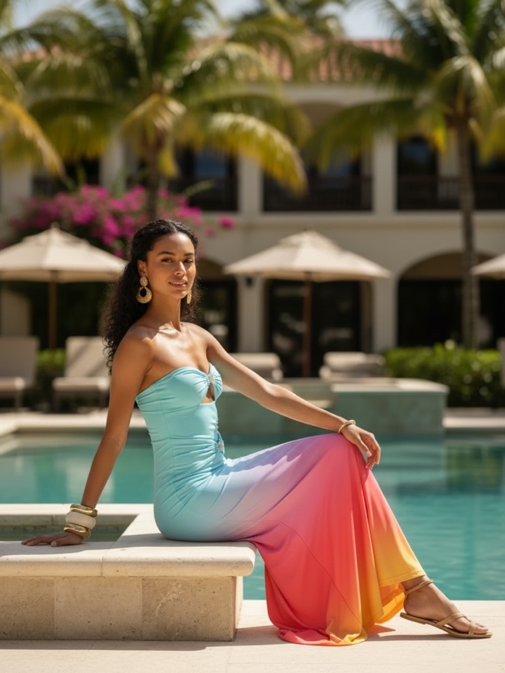 *24 HOUR SALE* Candy Cane Skies Strapless Ombre Maxi Dress - Picture 8 of 8